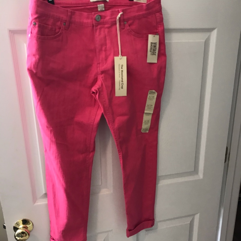 Vintage America Pink Crop Pant Size 6